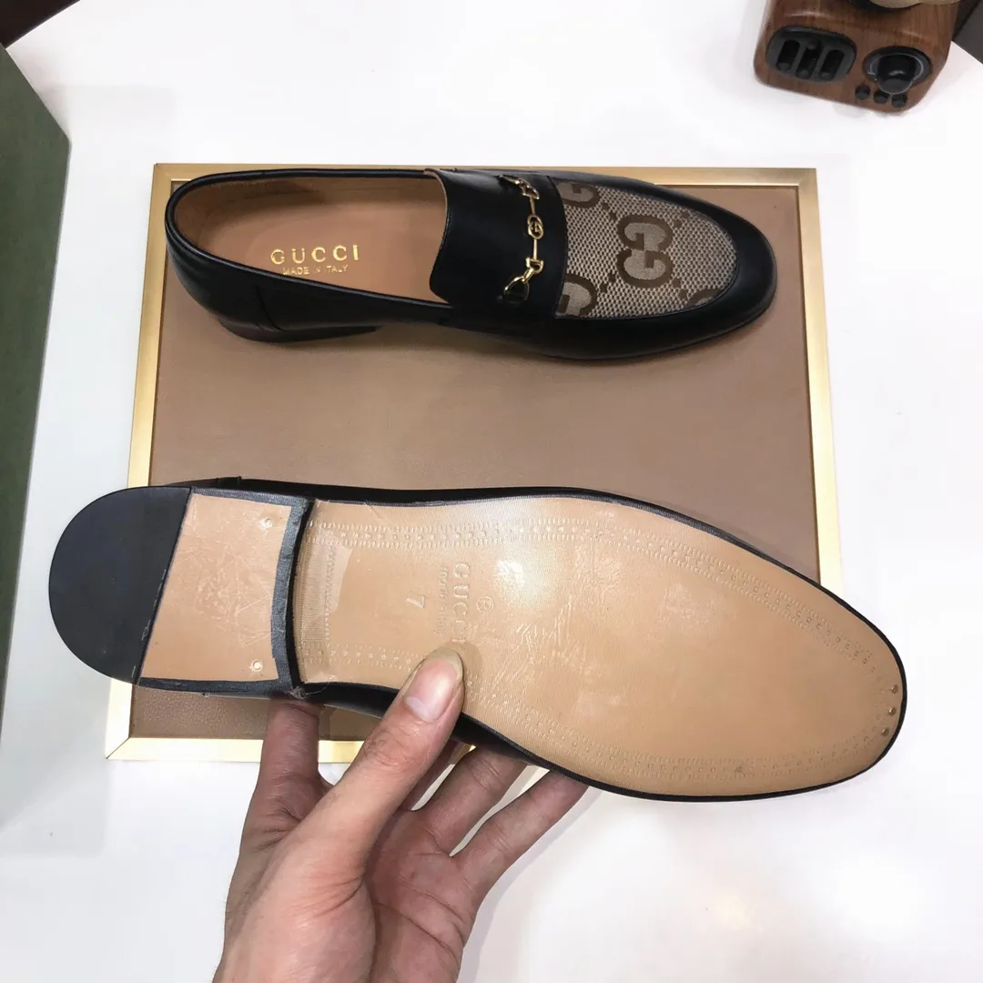 Men's shoes 💰580💰[GUCCI—Gucci] The latest high-end version of Gucci. Official website new model. Available at the same time at counters, the uppers are made of original cowhide imported from Italy/matched with the original special material splicing design concept; "highlight, high-end, grade, extravagance" and exquisite workmanship (original mesh fabric) sole: original factory special outsole size (38-45) (custom-made 45 non-returnable)